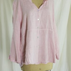Hot Cotton Women's XL pink linen tunic/blouse